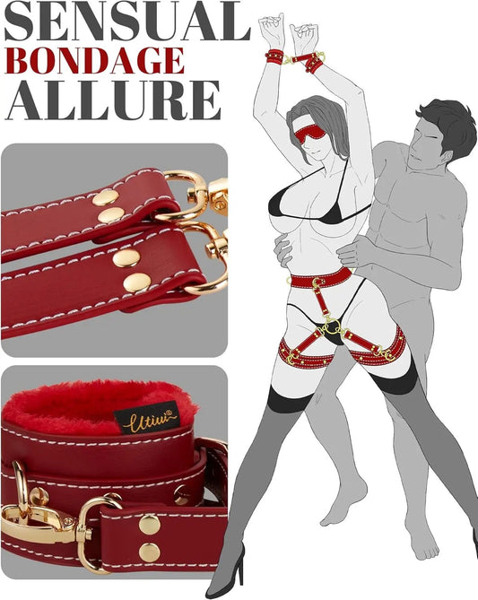 Venus Leather Bondage Set with Belts & Cuffs