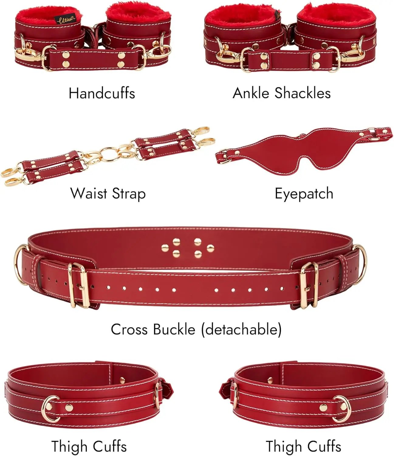Venus Leather Bondage Set with Belts & Cuffs