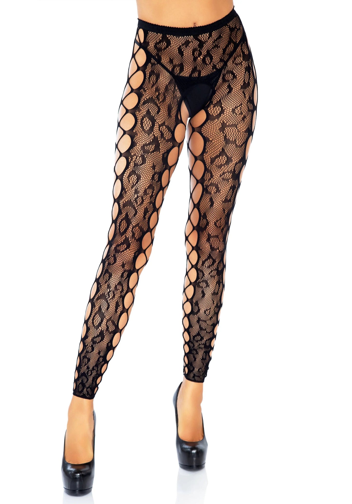 Leopard Footless and Crotchless Pantyhose