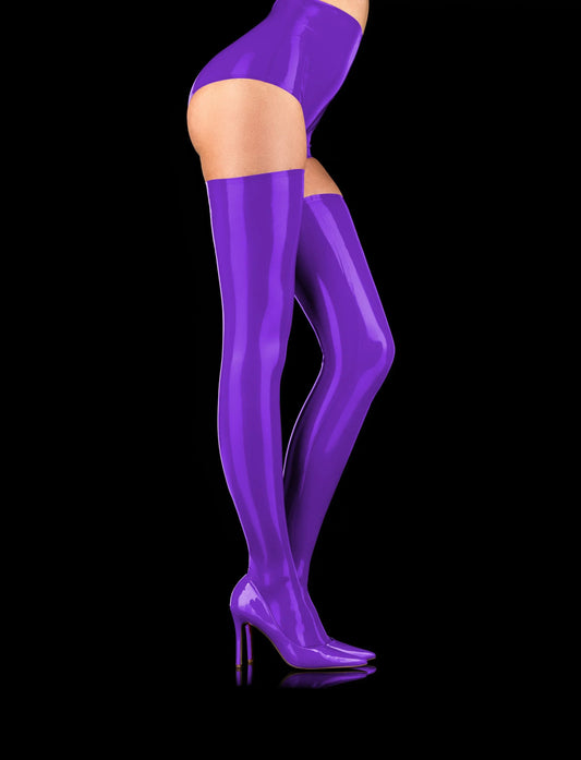 Purple Latex Thigh Highs