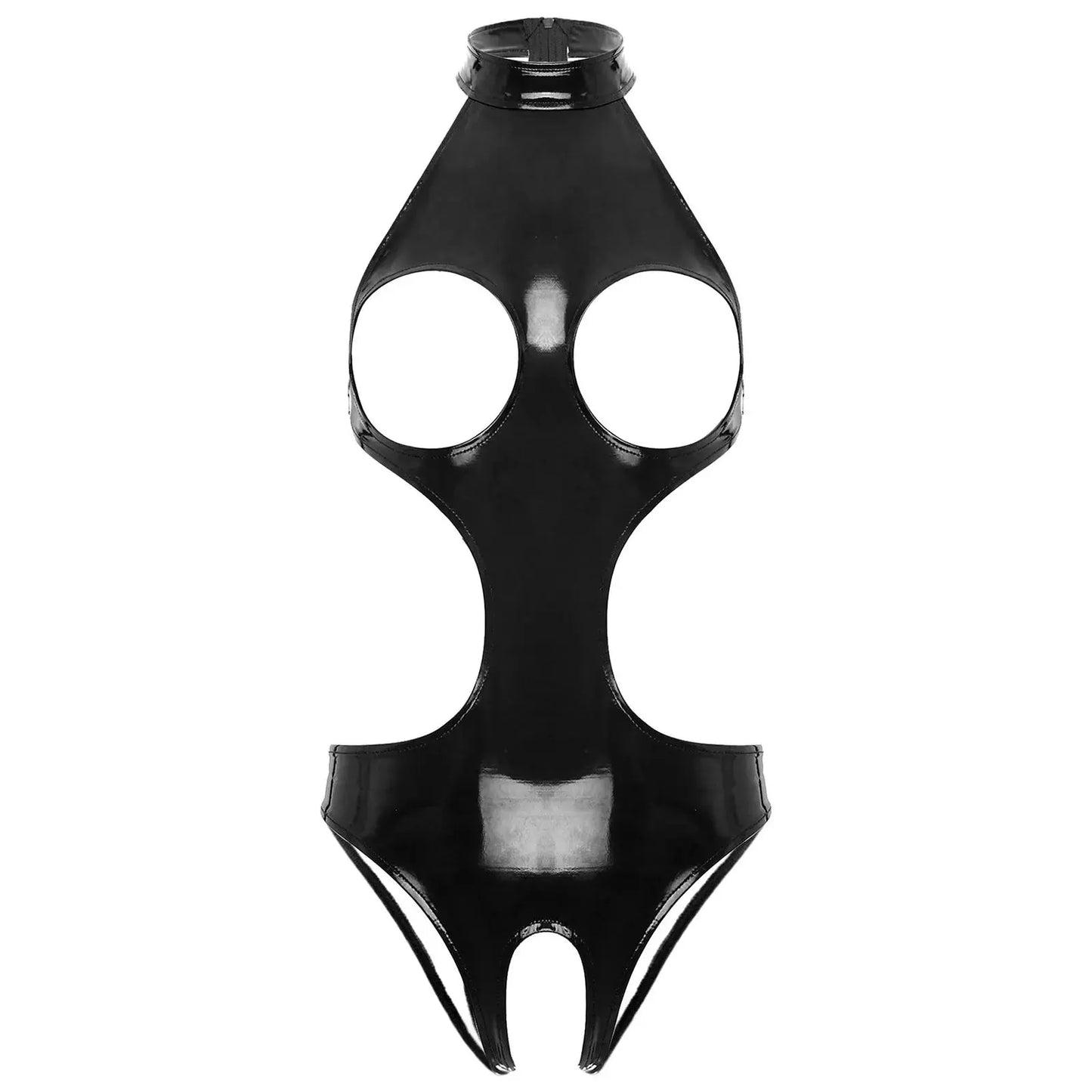 Open Cup Leather Bodysuit