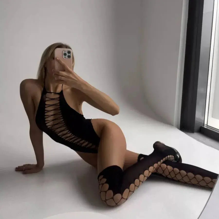 Fishnet Bodysuit with Stocking