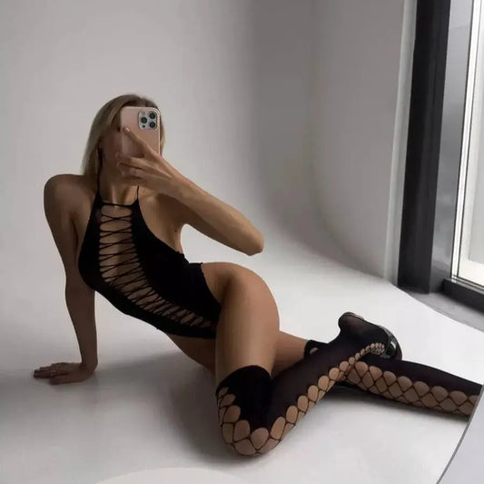 Fishnet Bodysuit with Stocking